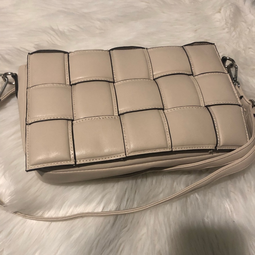 Beige Padded Cassette Crossbody Bag